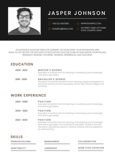 Gratis vector professionele cv bewerkbare sjabloon voor professionals en executive niveau executive