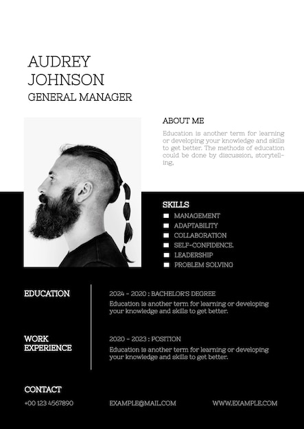 Gratis vector professionele cv bewerkbare sjabloon voor professionals en executive niveau executive