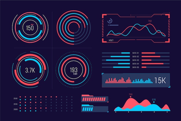 Gratis vector professionele dashboardelementenset