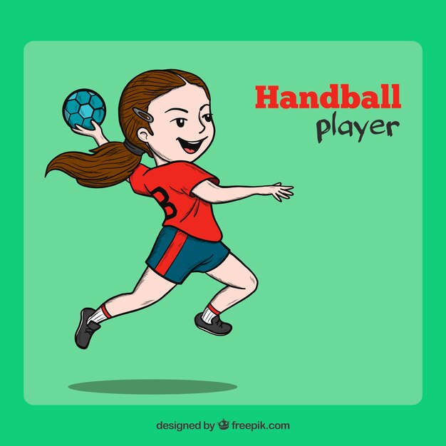 Professionele hand getrokken handbalspeler