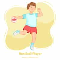 Gratis vector professionele handbalspeler met hand getrokken stijl