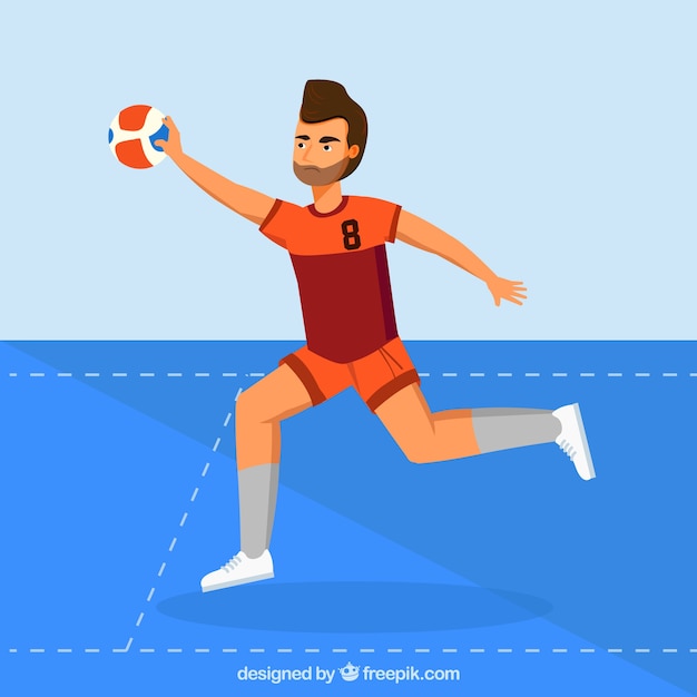 Gratis vector professionele handbalspeler met plat ontwerp