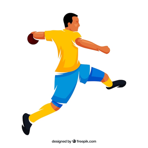 Gratis vector professionele handbalspeler met plat ontwerp