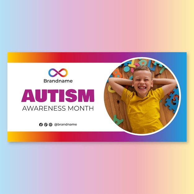 Gratis vector professionele kleurovergang autisme rechthoek banner
