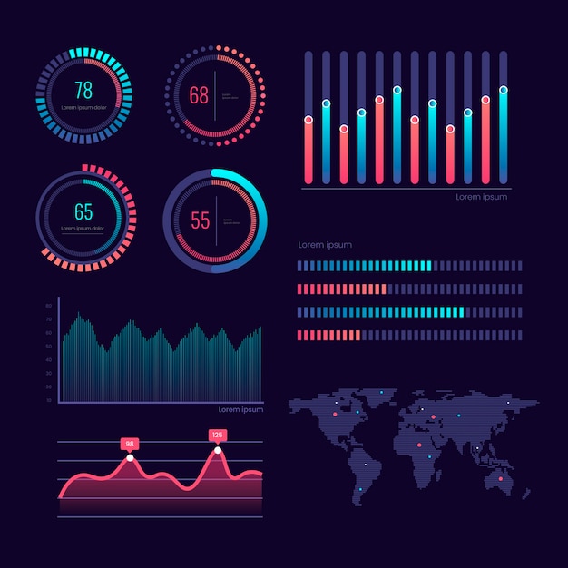 Professionele verzameling dashboardelementen