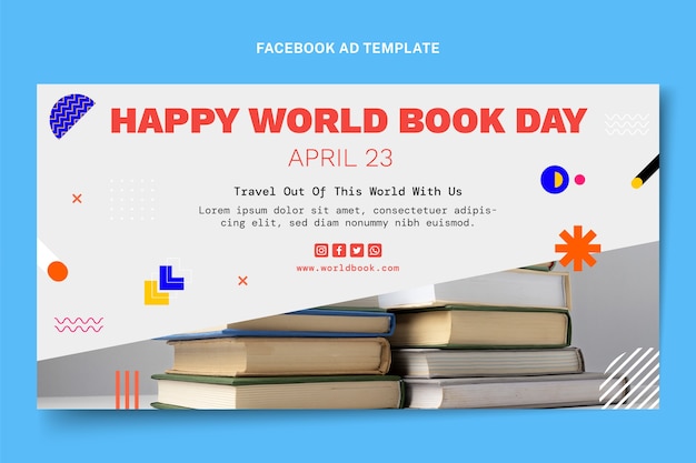 Promosjabloon voor platte wereldboekendag voor sociale media