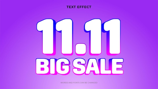 Promotie 11.11 bewerkbaar teksteffect