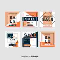 Gratis vector promotie vierkante banner collectio