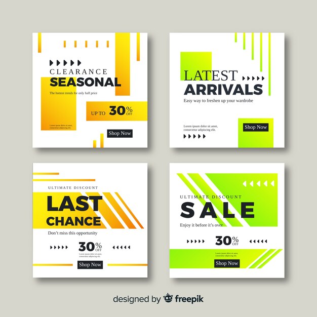 Gratis vector promotie vierkante banner collectio