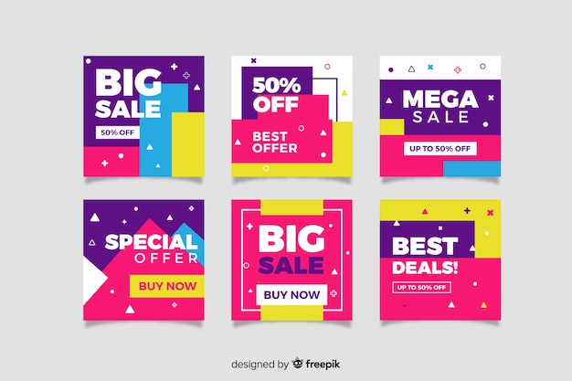 Gratis vector promotiebanners voor verkoop voor sociale media