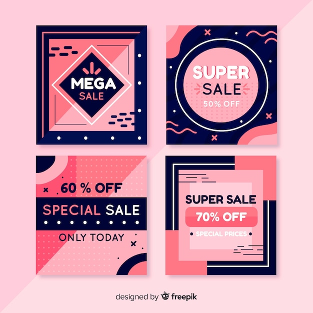 Gratis vector promotiebanners voor verkoop voor sociale media