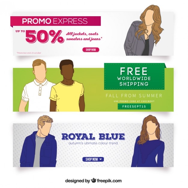 Gratis vector promotionele winkelen banners