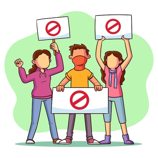 Gratis vector protesterende mensen concept