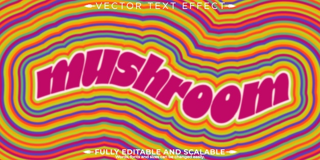 Gratis vector psychedelisch teksteffect bewerkbare paddestoeltekststijl