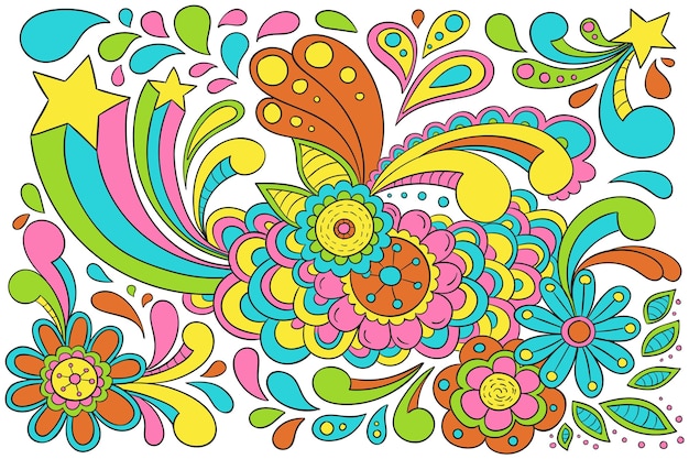 Gratis vector psychedelische groovy achtergrond