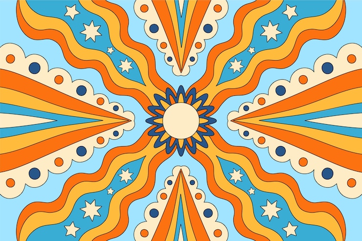 Gratis Vector psychedelische groovy achtergrond