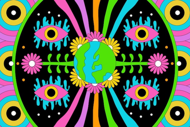 Gratis vector psychedelische groovy achtergrond