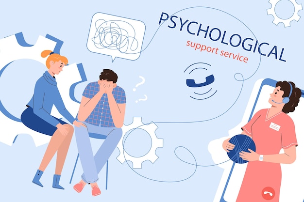 Gratis vector psychologische ondersteuning platte collage met eenzame depressieve man die communiceert met psycholoog vectorillustratie