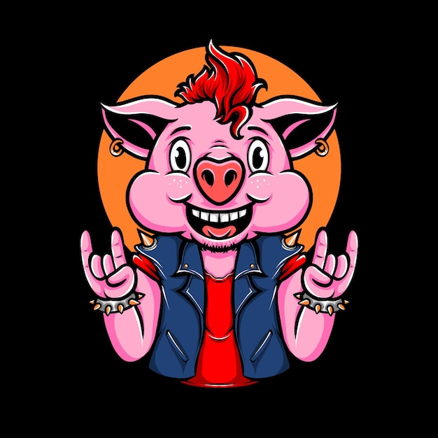 Punk varken cartoon vectorillustratie