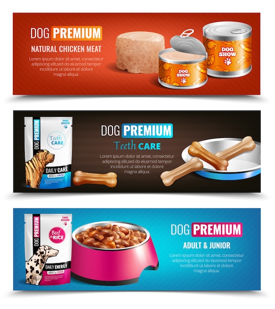 Gratis vector puppy chow horizontale banners