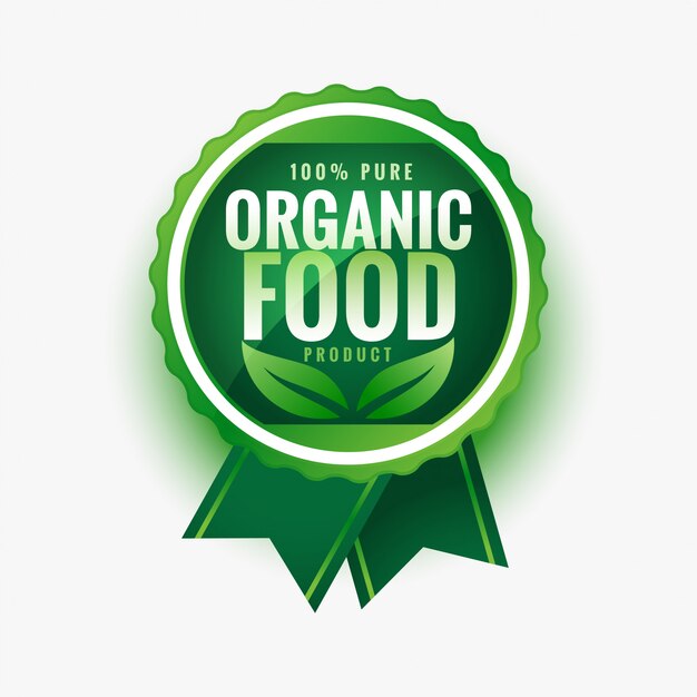 Puur biologisch voedsel groene bladeren label of sticker