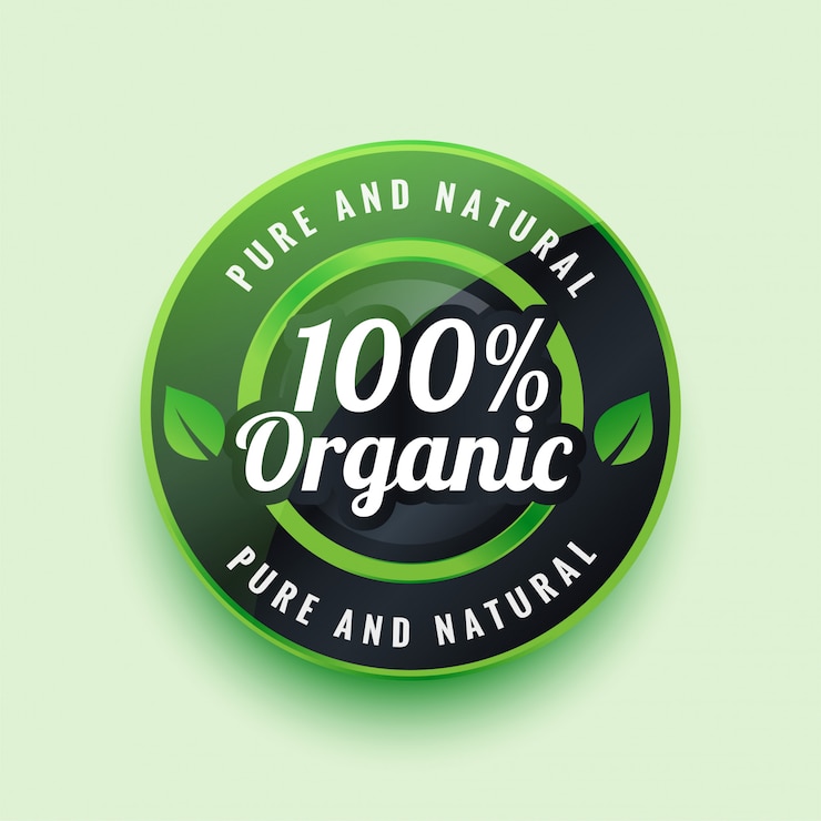 Gratis Vector puur en natuurlijk biologisch label of badge