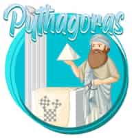 Gratis vector pythagoras-filosoof in cartoonstijl