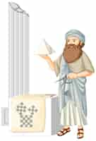 Gratis vector pythagoras stripfiguur op witte achtergrond