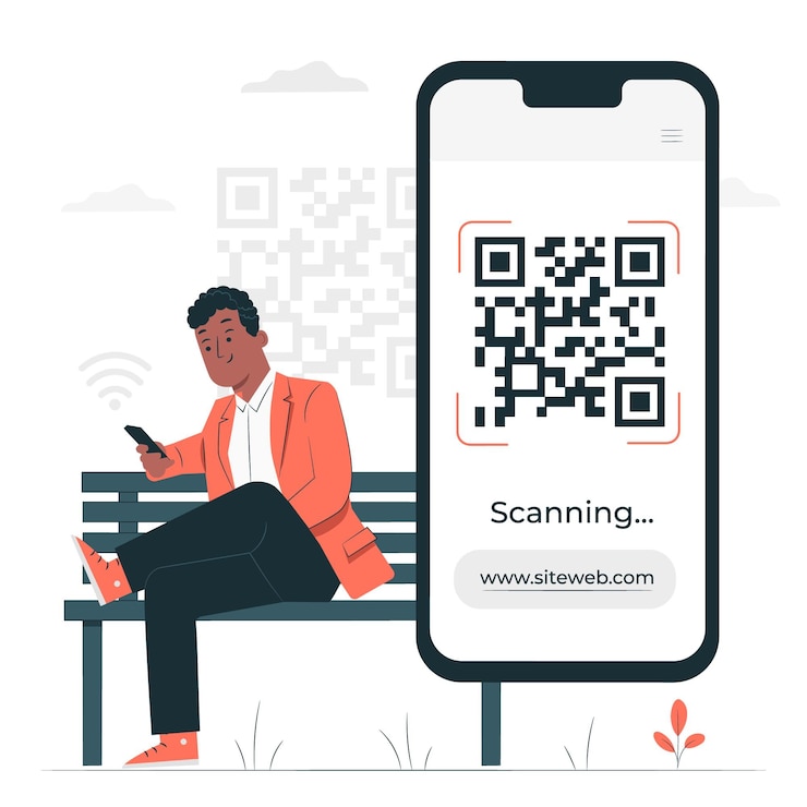 Gratis Vector qr code concept illustratie