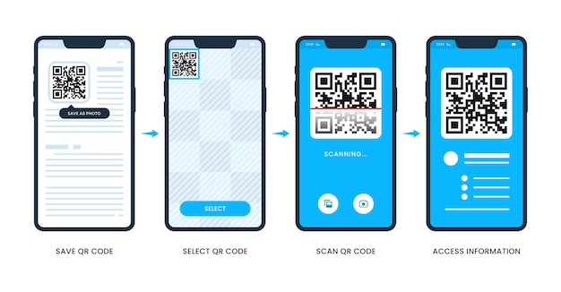 Gratis vector qr-codescanstappen op smartphone