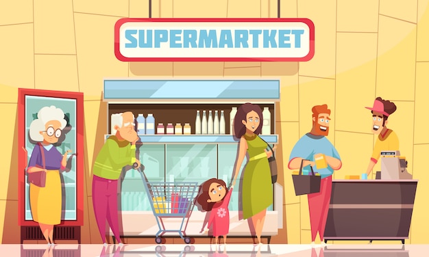 Gratis vector queue people supermarkt