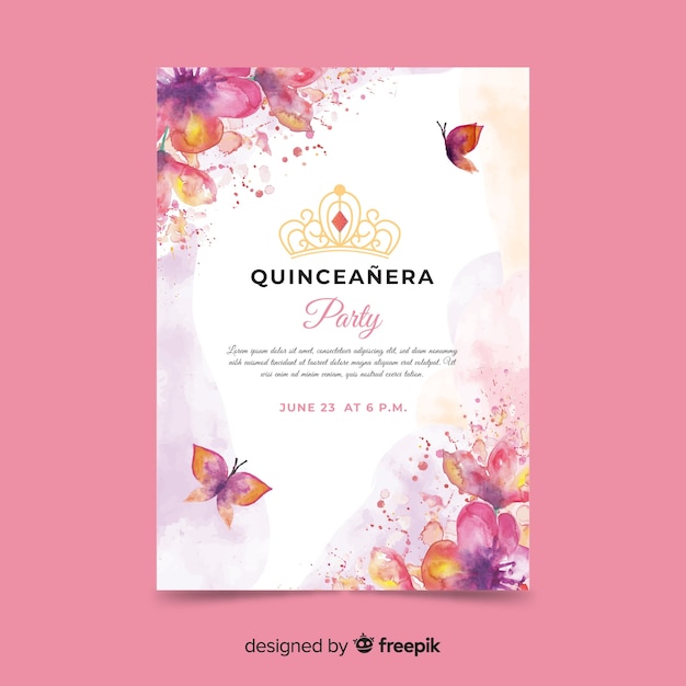 Quinceañera feestuitnodiging met vlinders