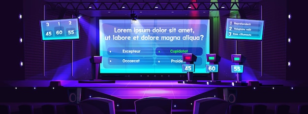Gratis vector quiz-spelshow met vraagoptie tv-wedstrijd