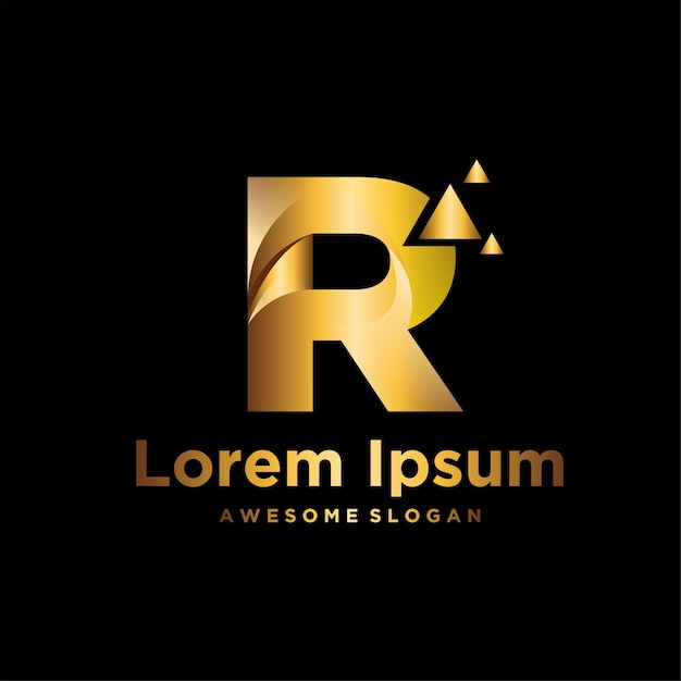 Gratis vector r letter logo luxe verloop ontwerp