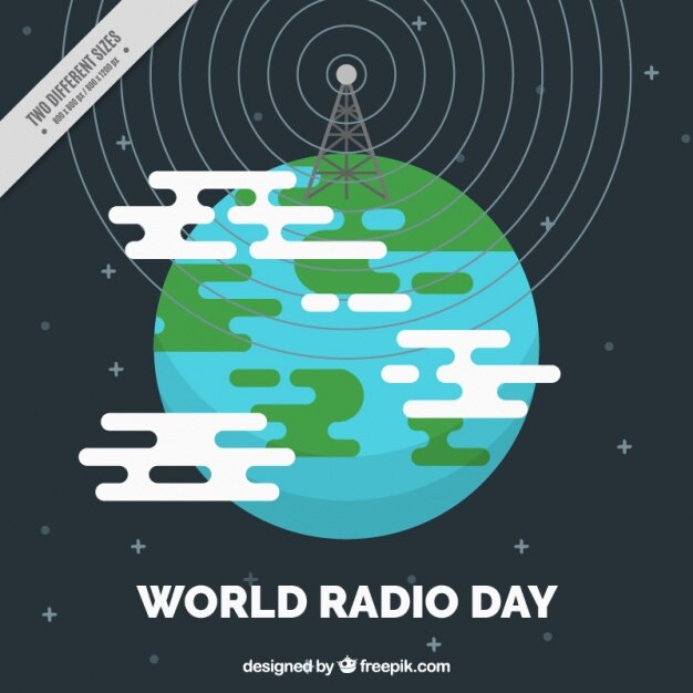 Gratis vector radio werelddag achtergrond in plat design