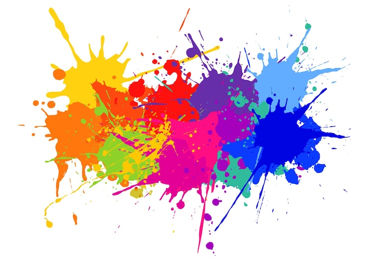Gratis Vector rainbow gekleurde met de hand geschilderde waterverf splatter ontwerp