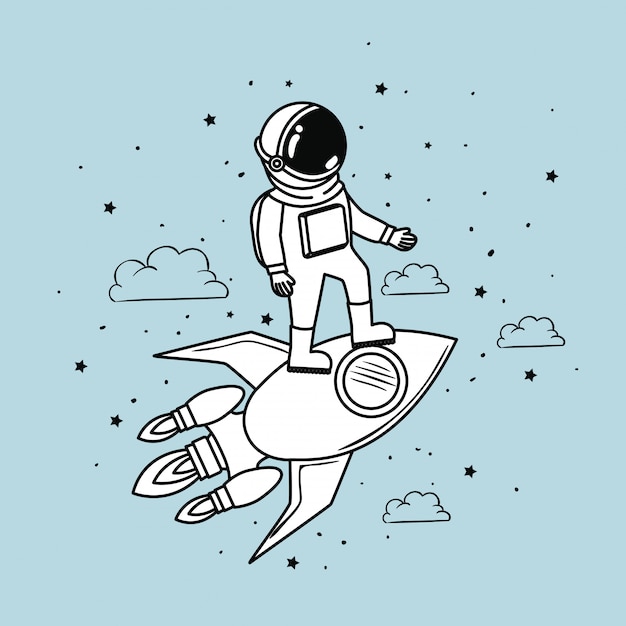 Gratis vector raketastronaut en sterren