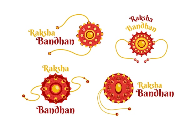 Gratis vector raksha bandhan badges collectie