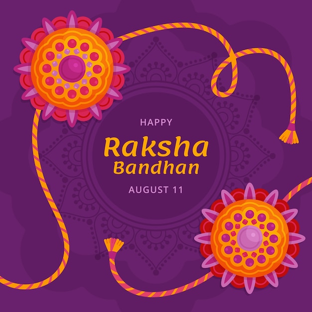 Gratis vector raksha bandhan handgetekende vlakke afbeelding