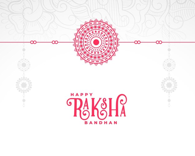 Raksha bandhan witte kaart met decoratief plat rakhi-ontwerp