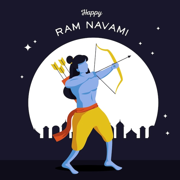 Gratis vector ram navami banner met boogschutter