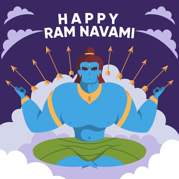 Gratis vector ram navami in plat design