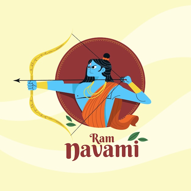 Gratis vector ram navami met behulp van de pijl en boog