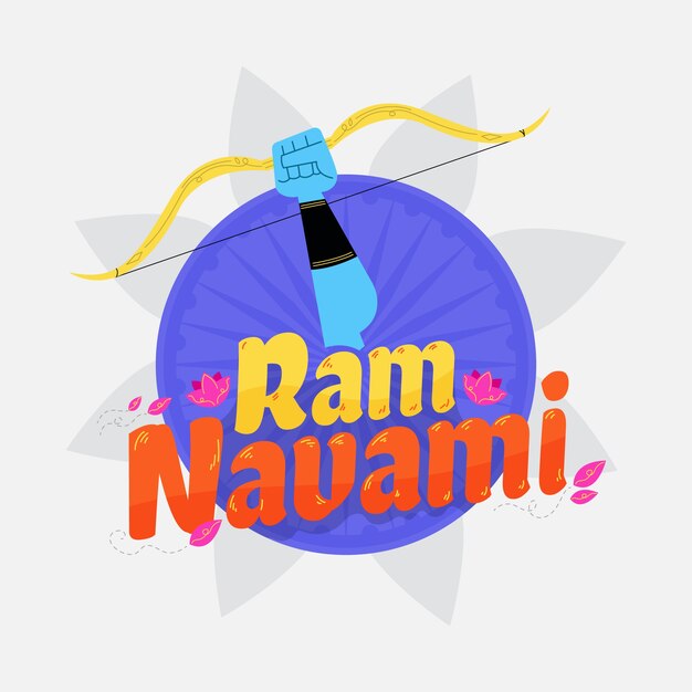 Ram navami met bloemen en strik