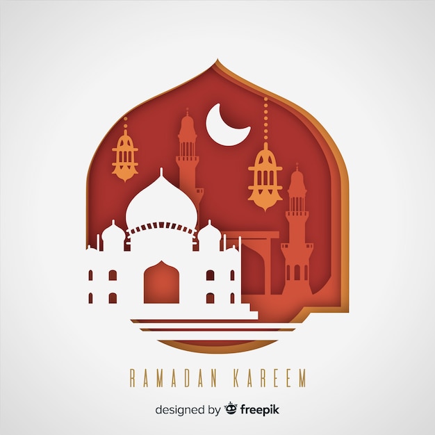 Gratis vector ramadan achtergrond in papieren stijl