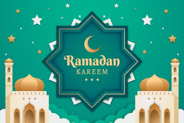 Gratis vector ramadan achtergrond in papierstijl