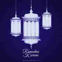 Gratis vector ramadan achtergrond met arabische lampen