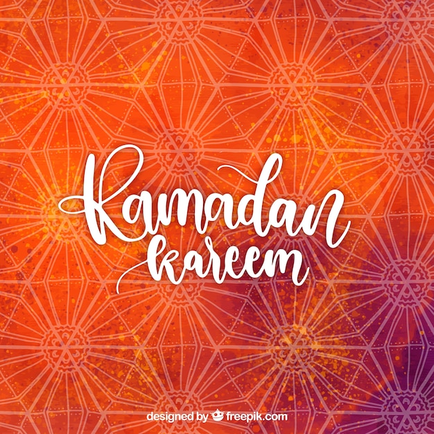 Gratis vector ramadan achtergrond met ornamenten in aquarel stijl