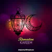 Gratis vector ramadan achtergrond met ornamenten silhouet