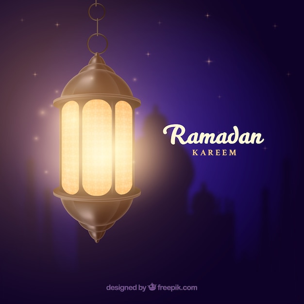 Ramadan achtergrond met realistische lamp